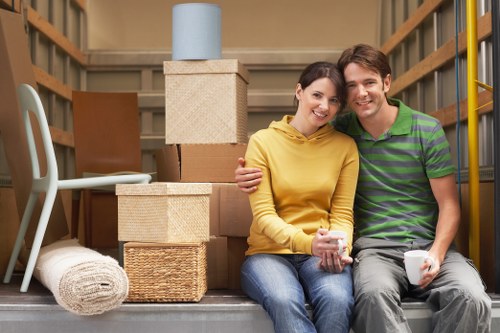 Packed boxes and fragile items ready for a home move in Wales