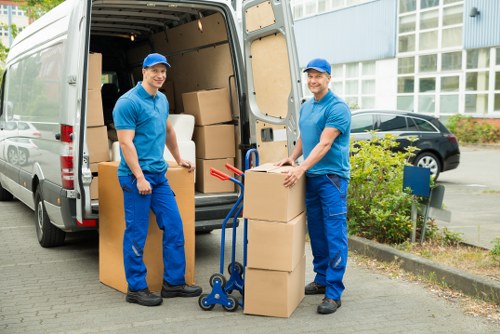 Large removal truck loaded with furniture for a house move in Wales