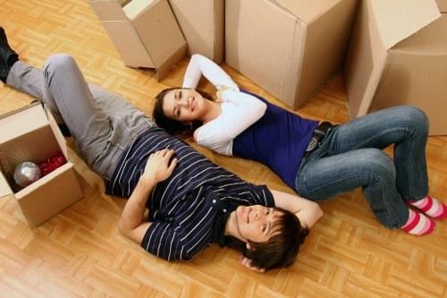 Removal company planning a relocation with boxes and equipment